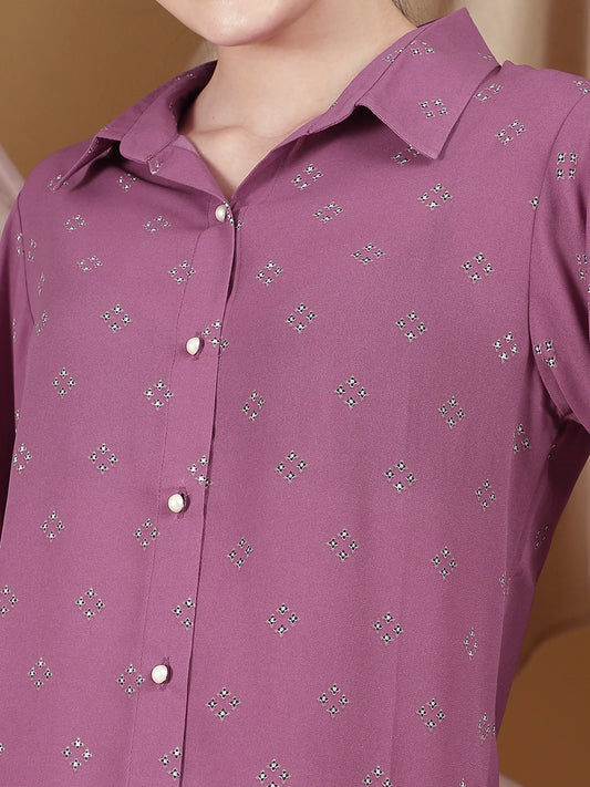 Vintage Mauve Printed Shirt