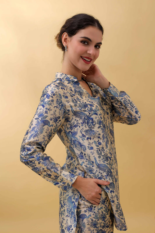 Indigo Bloom Printed Kurti Set