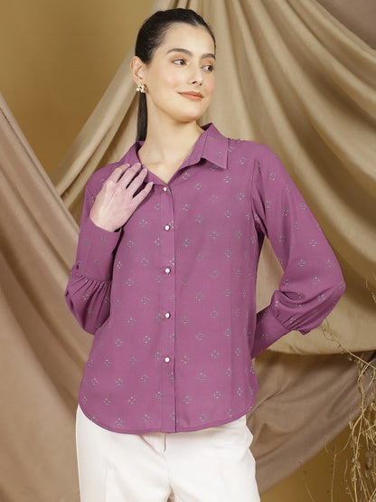 Vintage Mauve Printed Shirt
