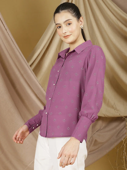 Vintage Mauve Printed Shirt