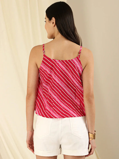 Fuchsia Breeze Pleated Top