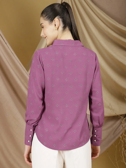 Vintage Mauve Printed Shirt