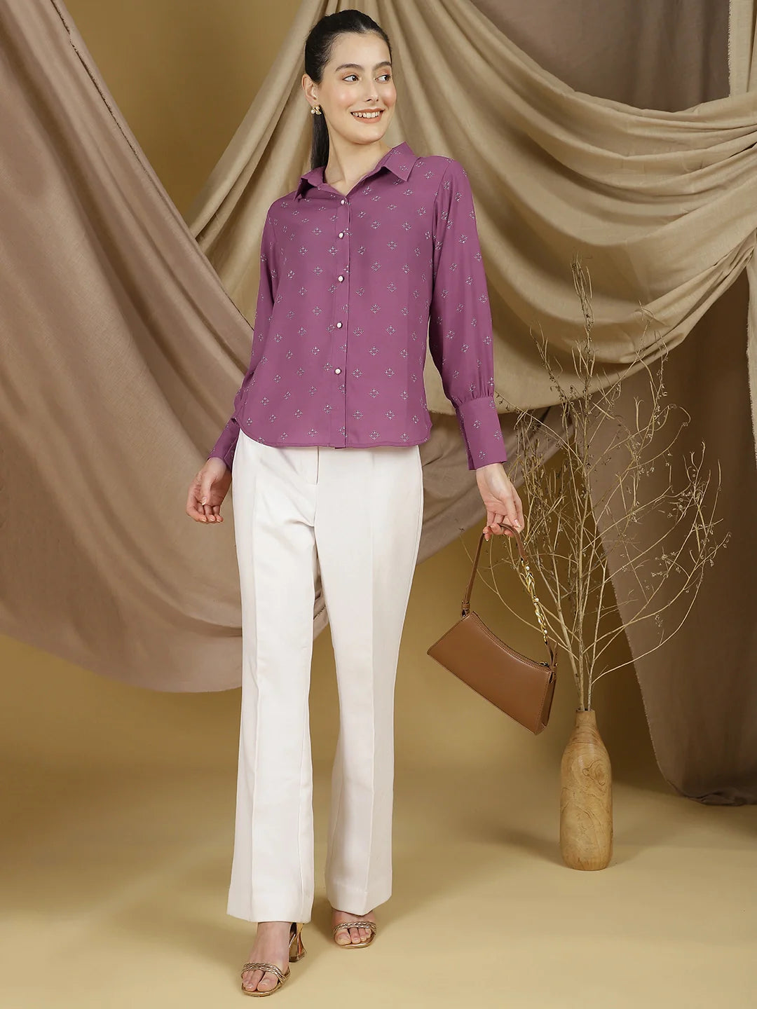 Vintage Mauve Printed Shirt