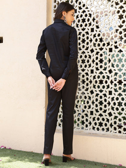 Noir Elegance Embroidered 2-Piece Set