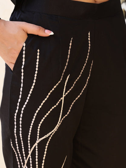 Noir Elegance Embroidered 2-Piece Set