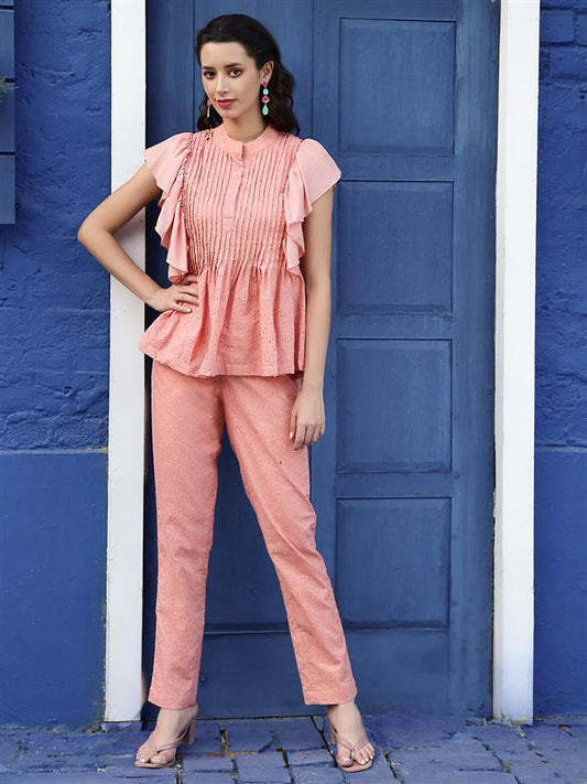 Peach Blossom Schiffli 2-Piece Set