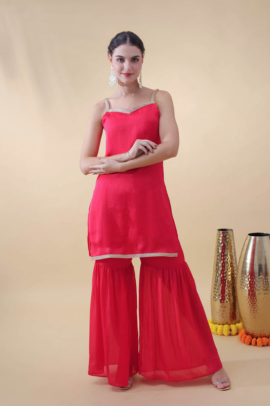 Crimson Charm Sharara Set