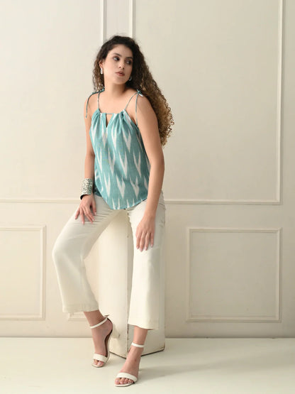 Aqua Drift Ikat Top