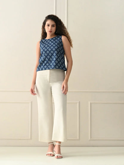 Blue Ajrakh Essence Top