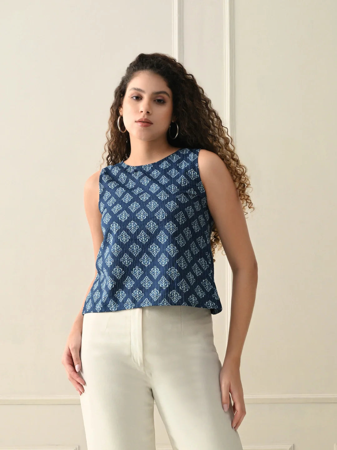 Blue Ajrakh Essence Top