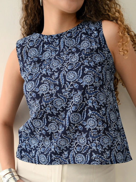 Navy Mirage Top
