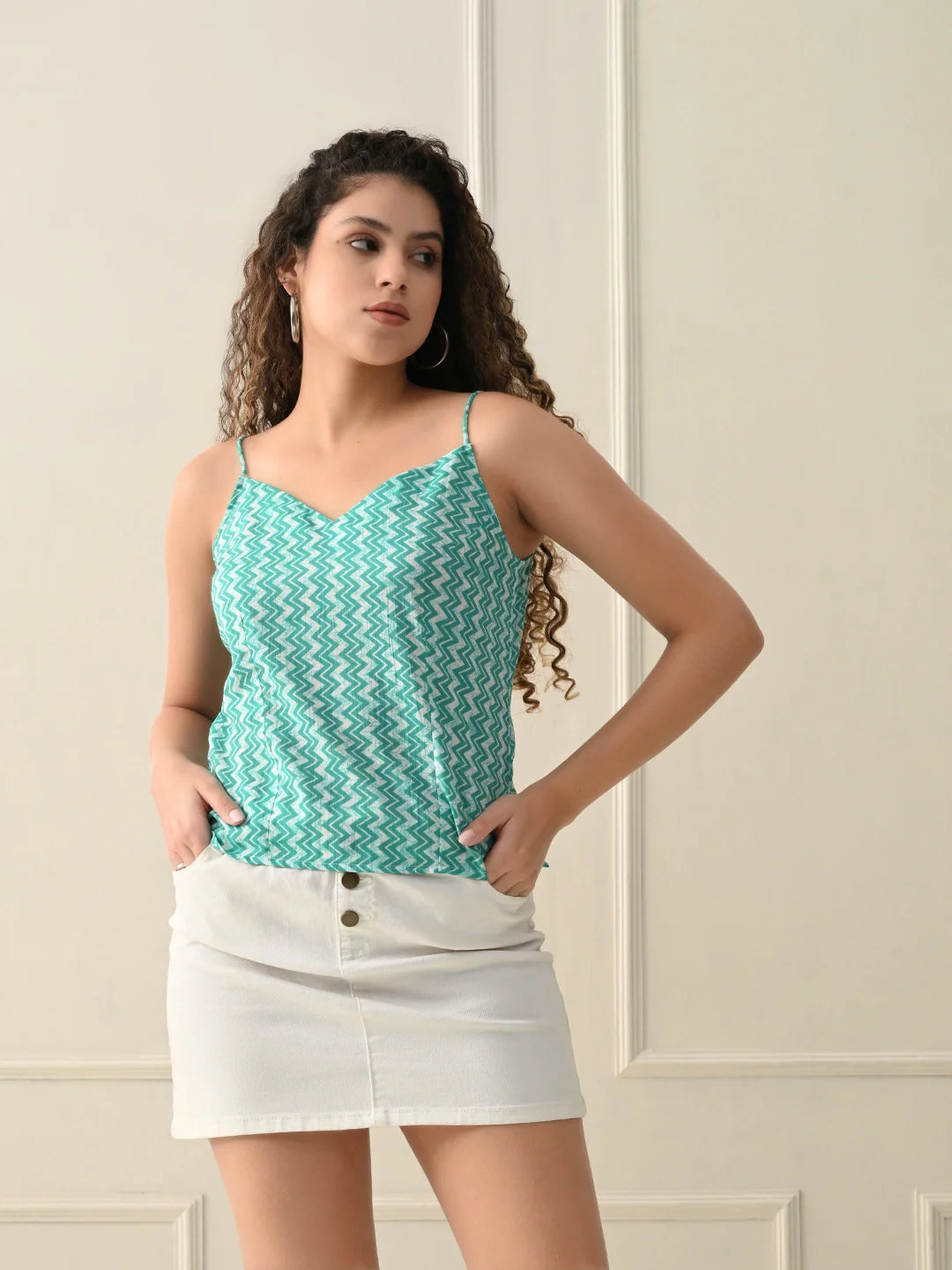 Green Chevron Muse top