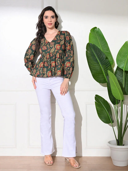 Vintage Garden Peplum Top