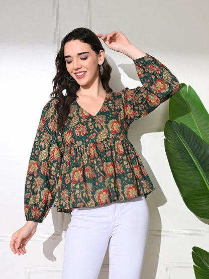 Vintage Garden Peplum Top