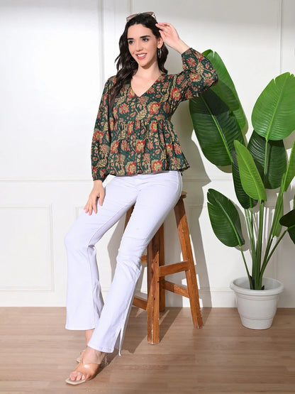 Vintage Garden Peplum Top