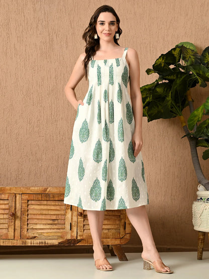 Sage Breeze Strappy Midi Dress