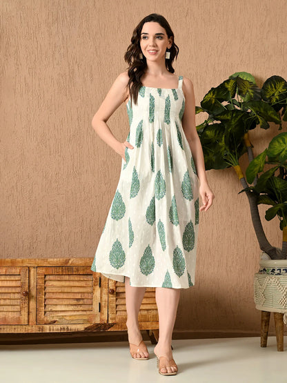 Sage Breeze Strappy Midi Dress