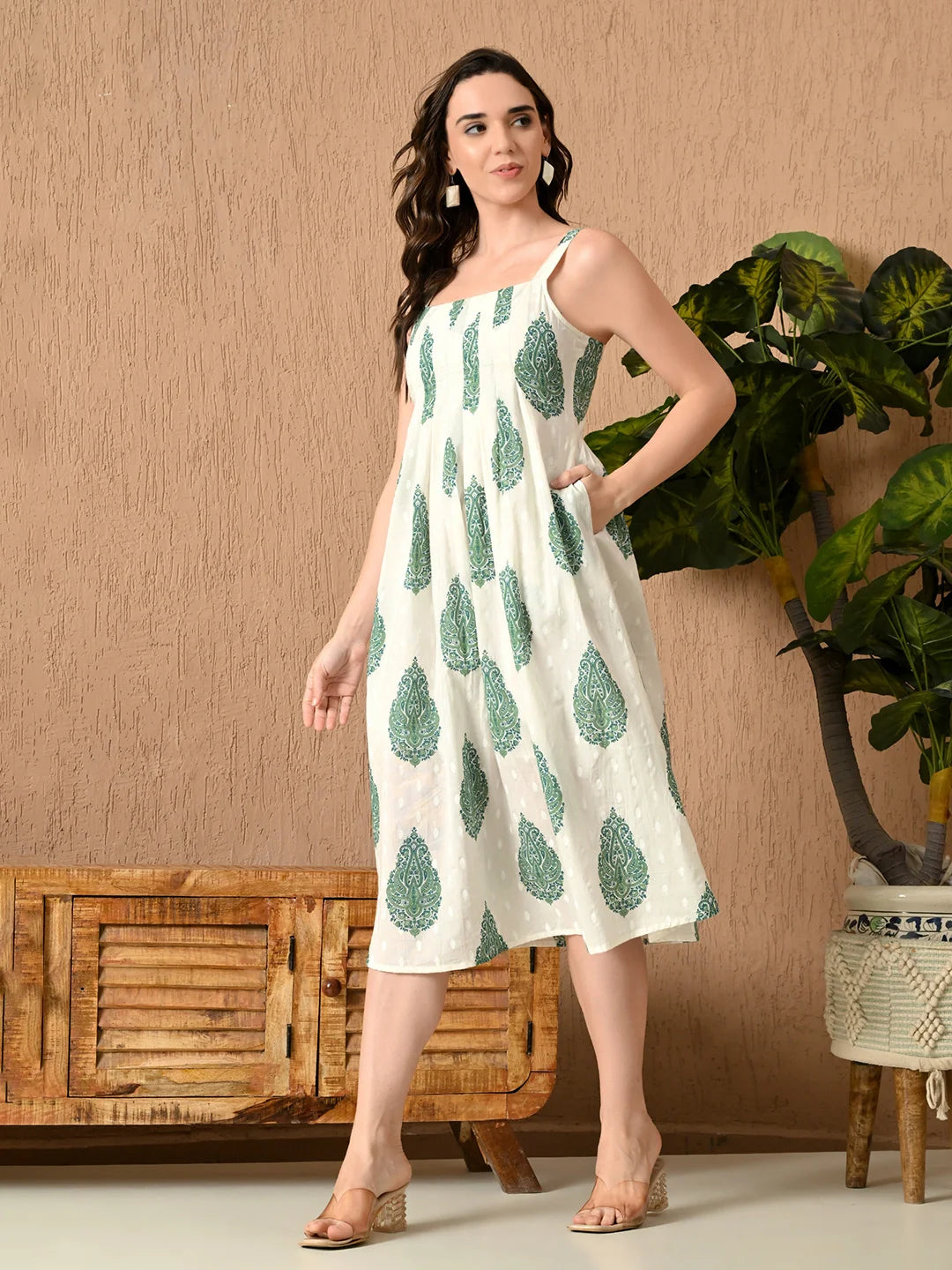 Sage Breeze Strappy Midi Dress