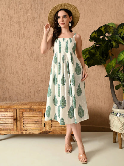 Sage Breeze Strappy Midi Dress