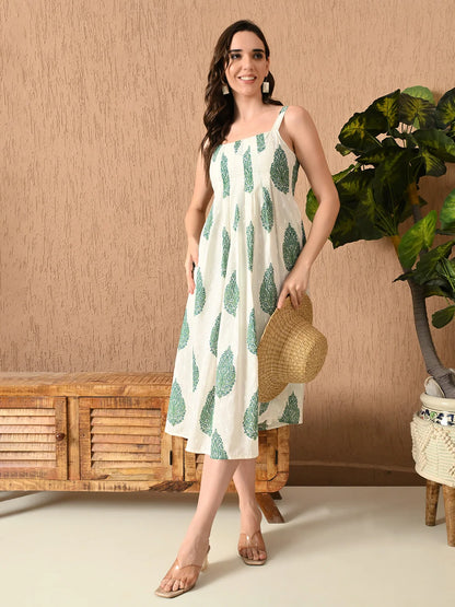 Sage Breeze Strappy Midi Dress