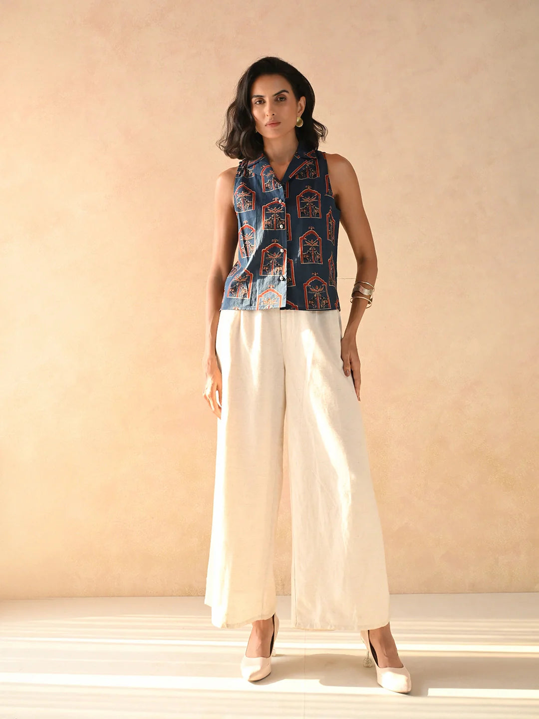 Ethnic grace notch collar shirt