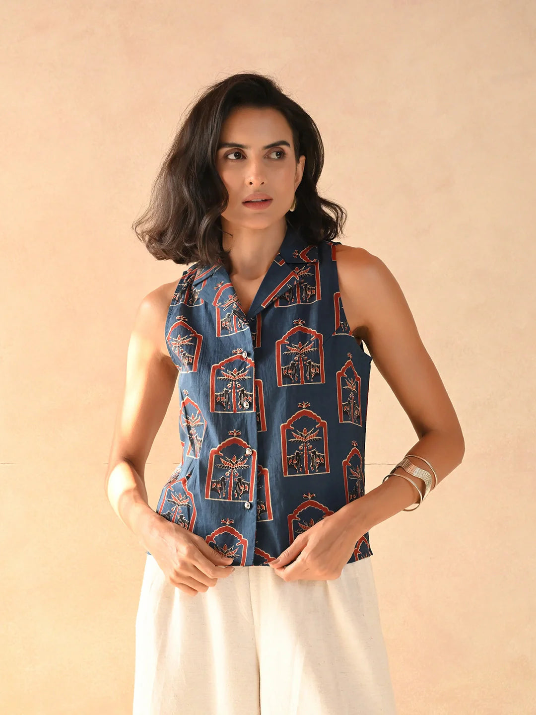 Ethnic grace notch collar shirt