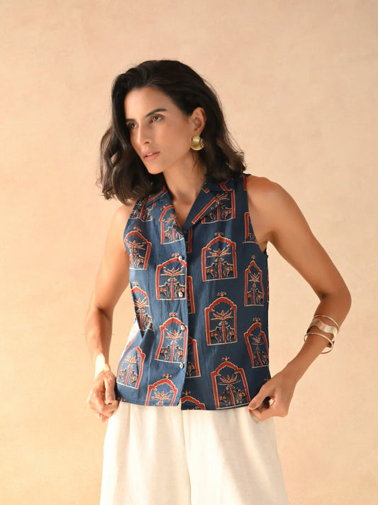 Ethnic grace notch collar shirt
