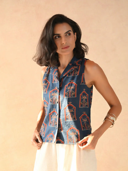 Ethnic grace notch collar shirt