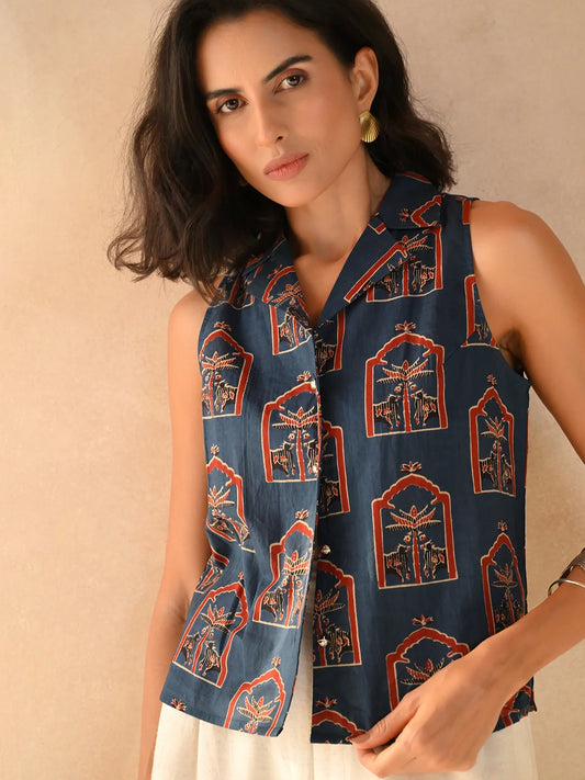 Ethnic grace notch collar shirt