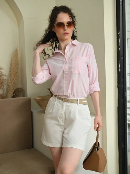 Soft Pink and white Stripe Shirt
