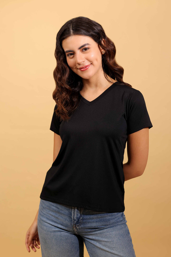 Midnight Black V Neck T-Shirt