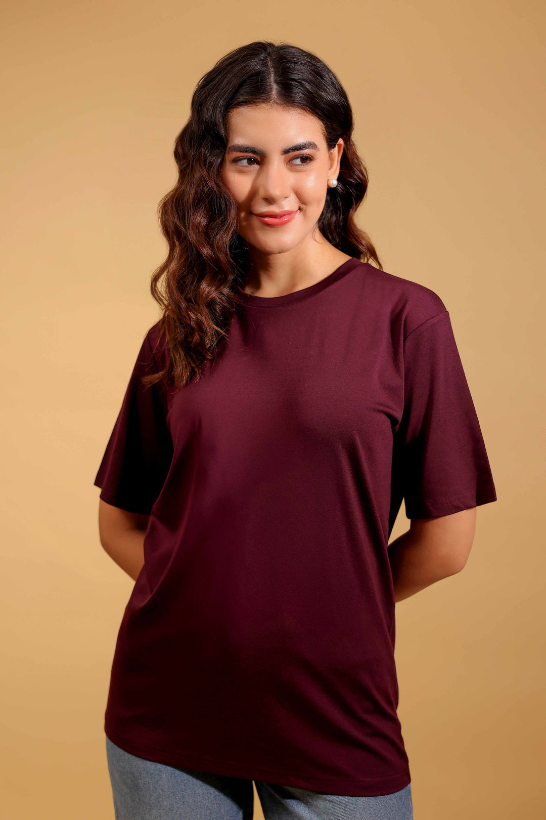 Maroon Magic Round Neck Loose Fit T-Shirt