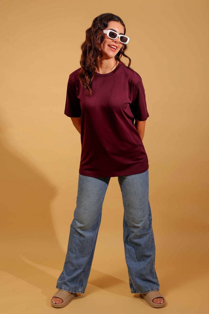 Maroon Magic Round Neck Loose Fit T-Shirt