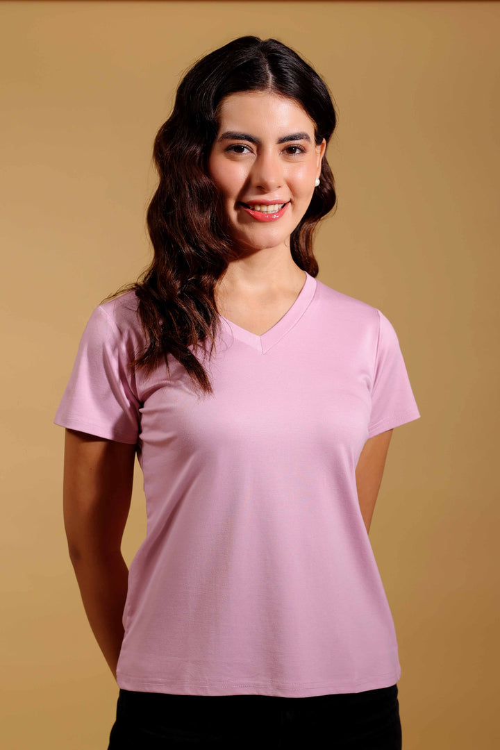 Blush Pink V Neck T-Shirt