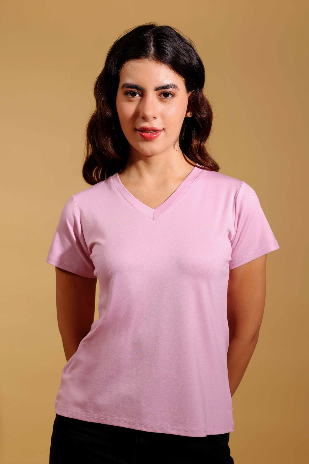 Blush Pink V Neck T-Shirt