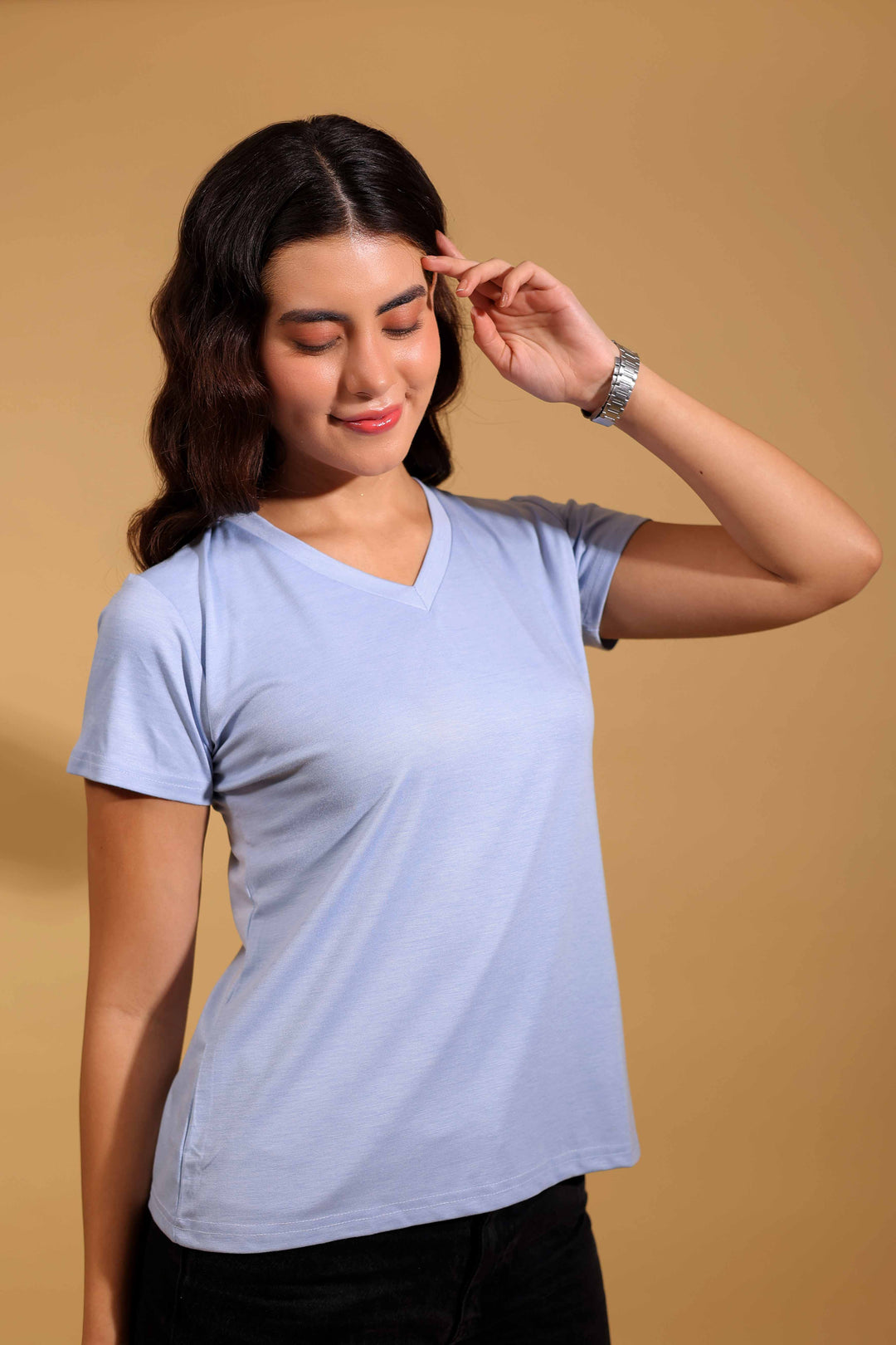 Skyline Blue V Neck T-Shirt