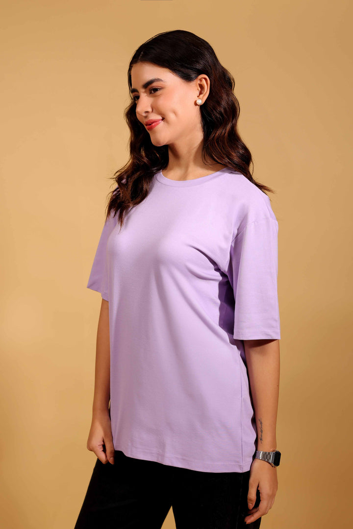 Purple Petal Round Neck Loose Fit T-Shirt