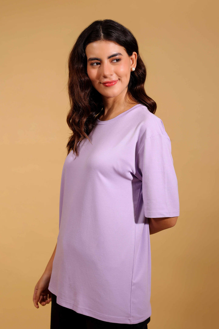 Purple Petal Round Neck Loose Fit T-Shirt