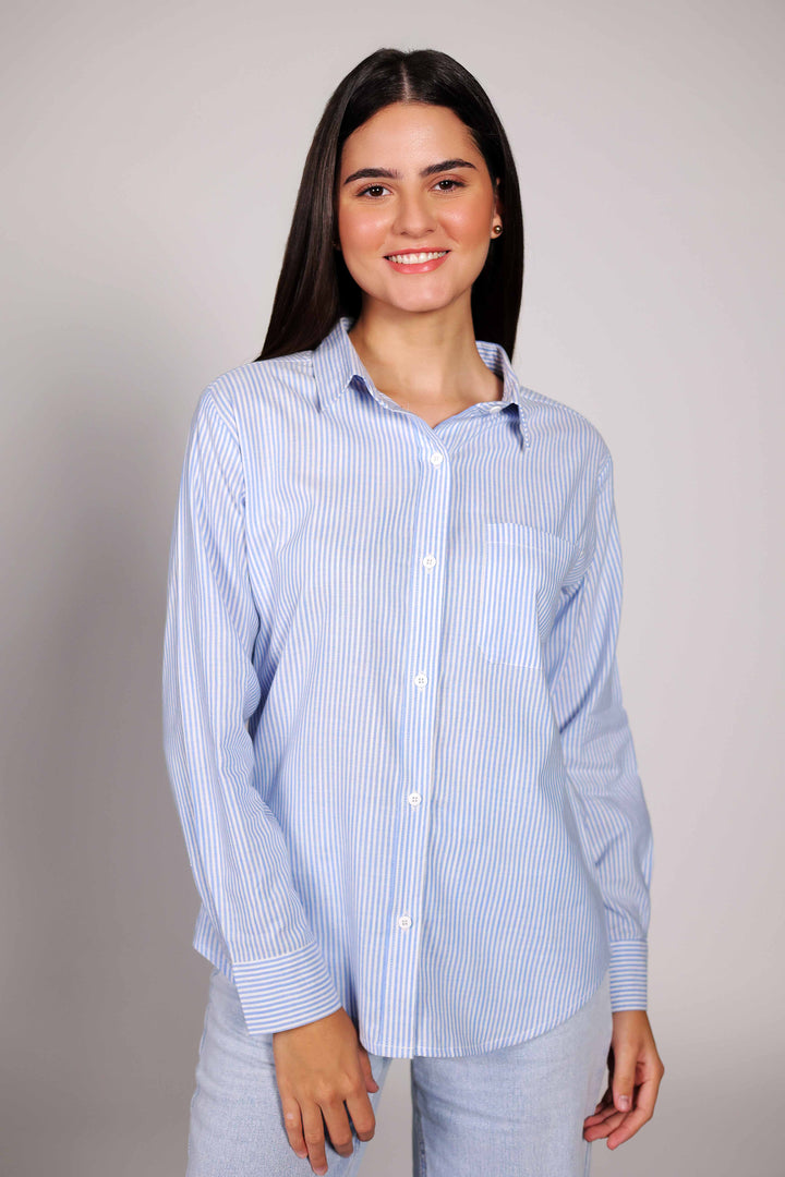 Striped Blue Regular Fit Shirt