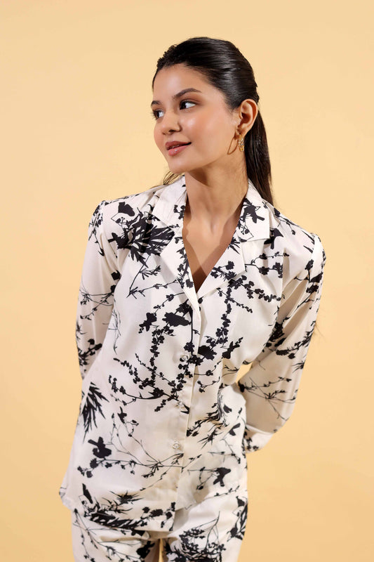 Classic White Botanical Shirt with Trouser