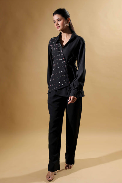 Black Hand-Embroidered 2-Piece Set