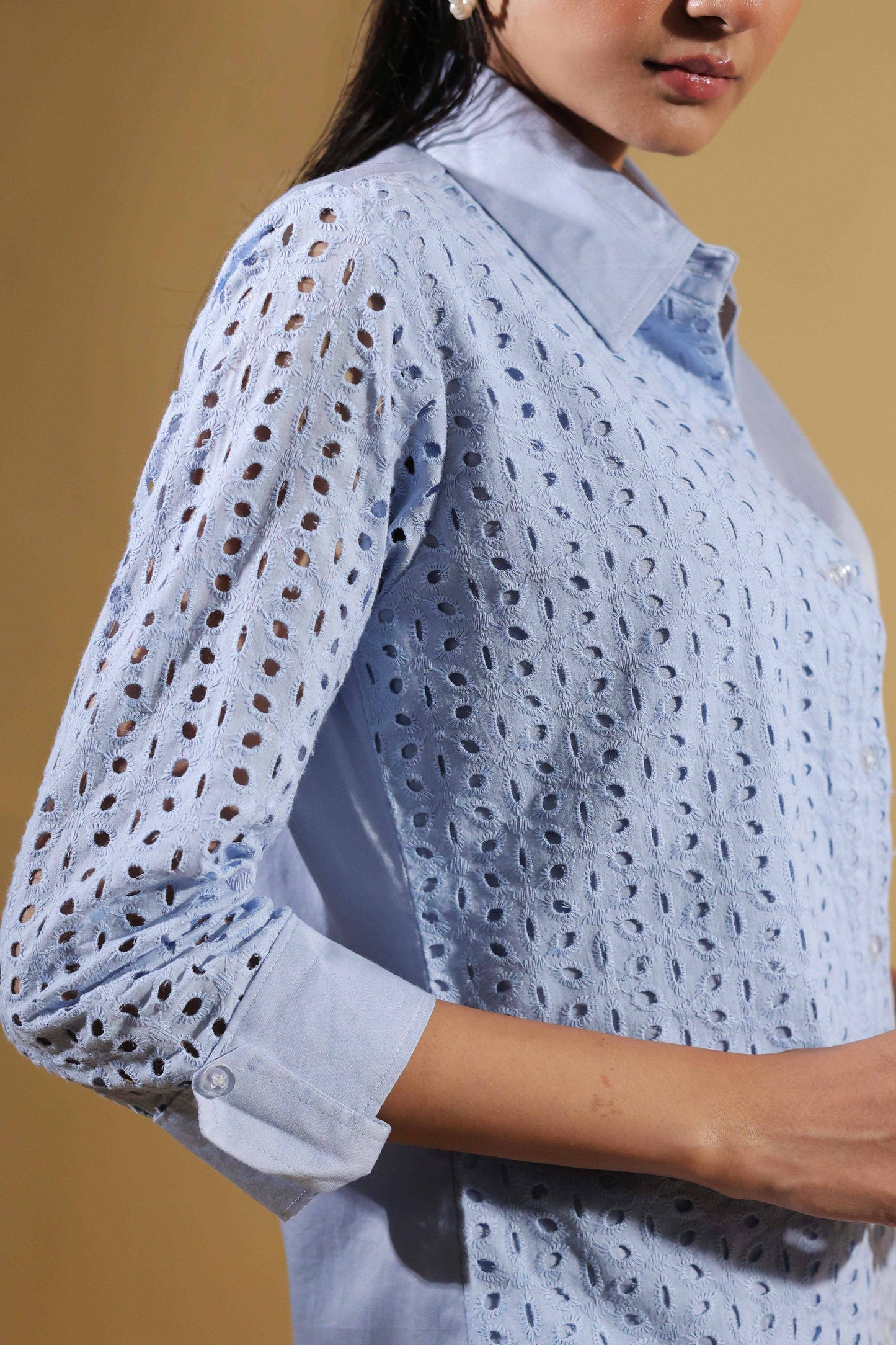 Celestial Lace Schiffli Shirt With Trouser