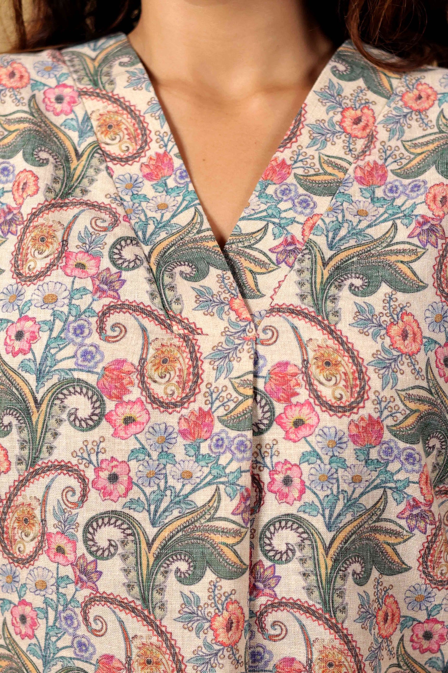 Blossom Beige Fusion Kurti Set