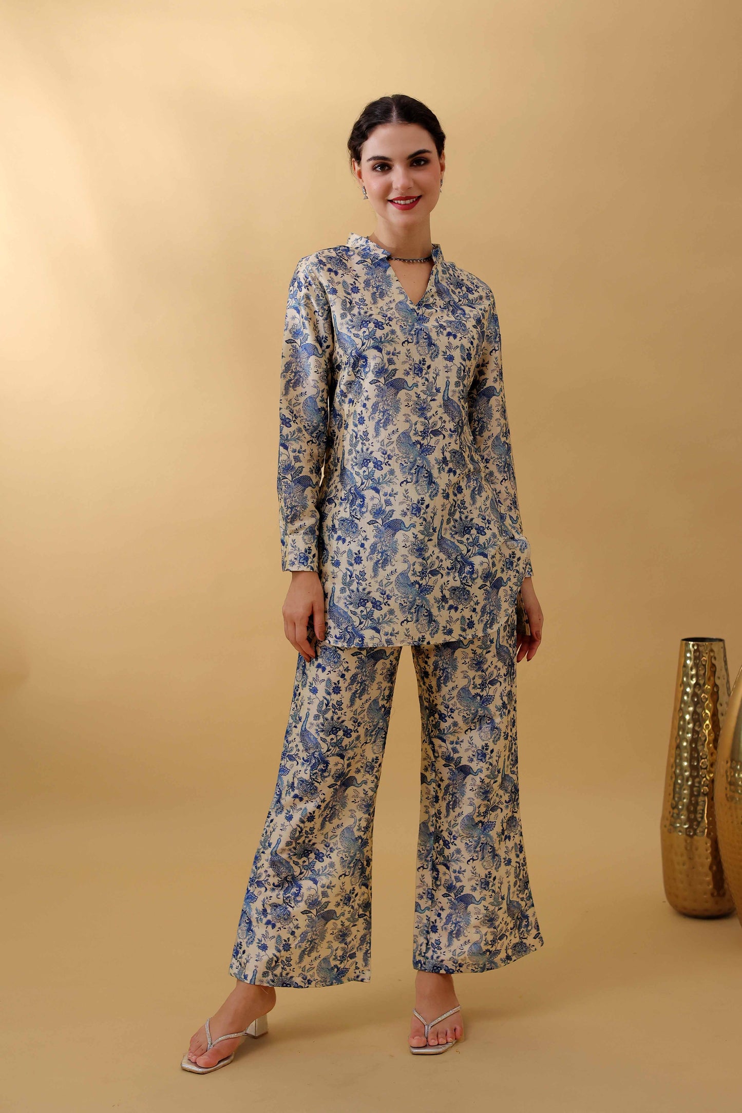 Indigo Bloom Printed Kurti Set