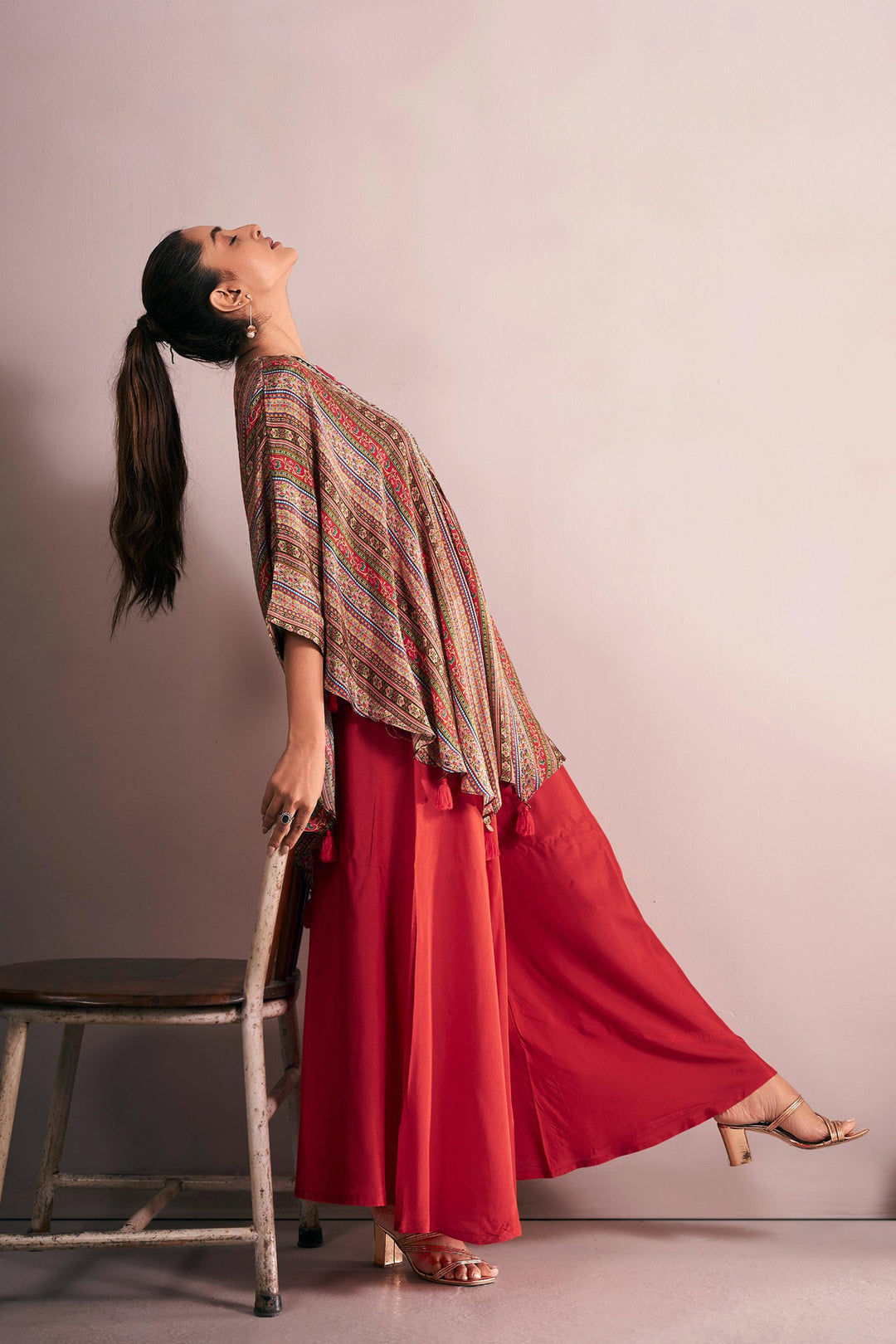 Ruhani Red Kaftan Co-Ord Set - BEOM COMMERCE