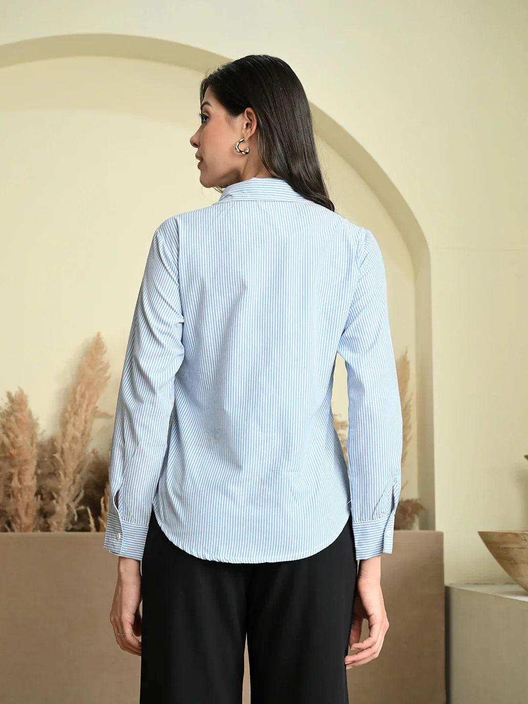 Striped Blue Regular Fit Shirt