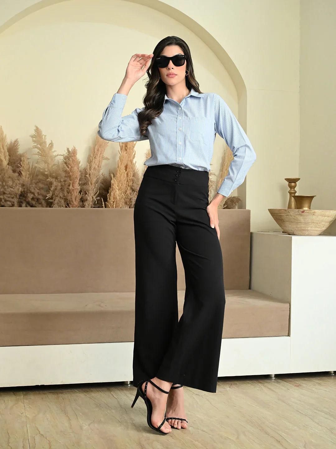 Striped Blue Regular Fit Shirt